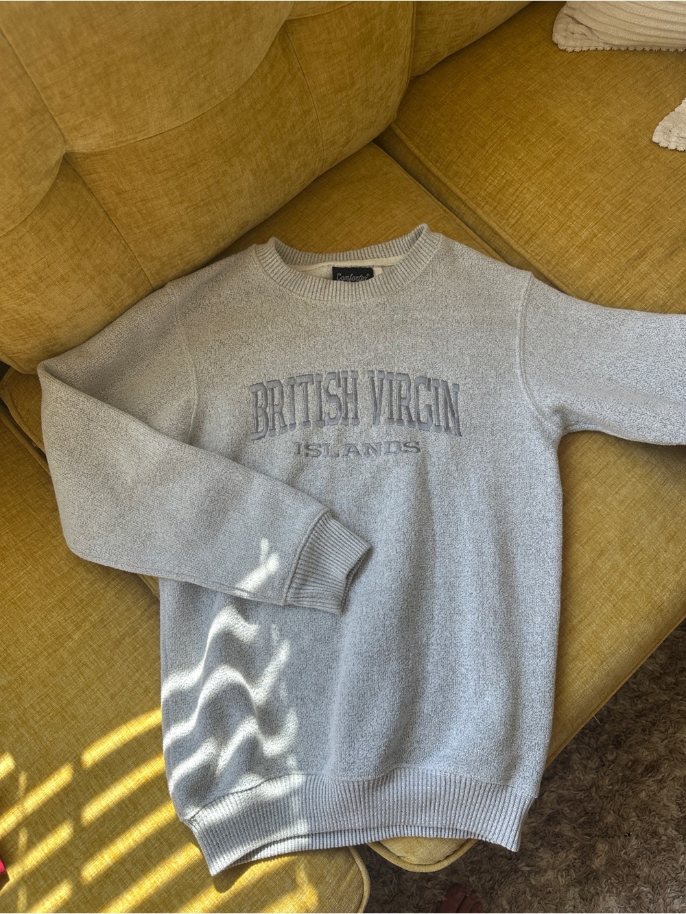 British Virgin Islands Embroidered Crewneck Sweater - Light Gray